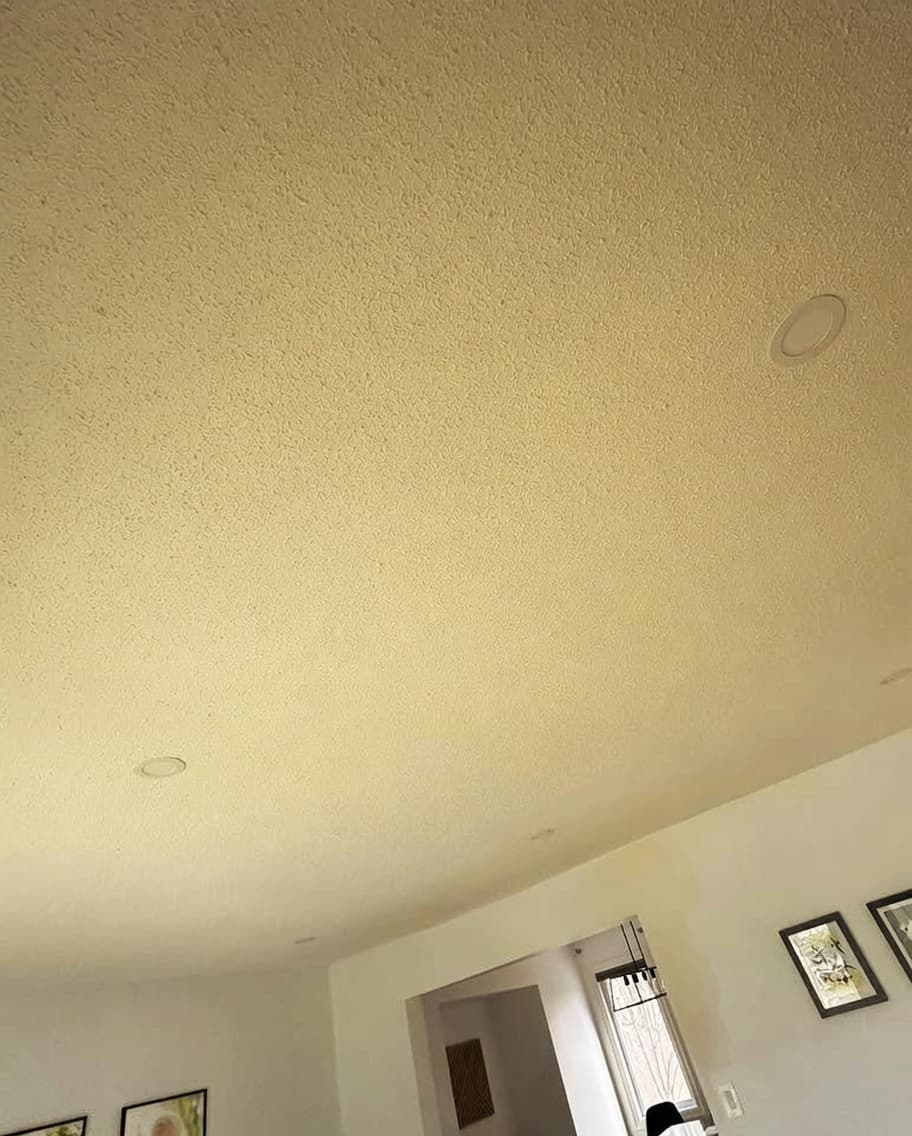 Popcorn ceiling before removal in a Carlsbad, CA home