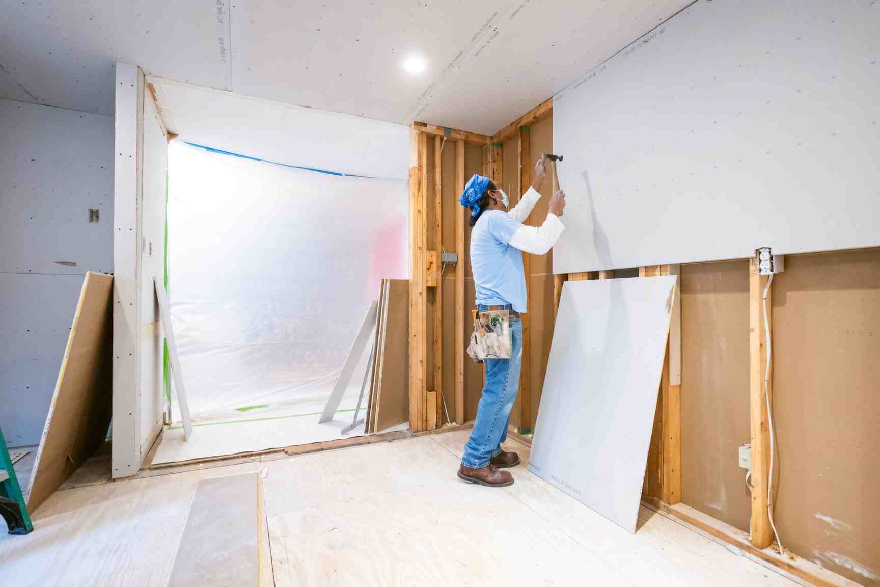 New drywall installation in a San Diego garage conversion